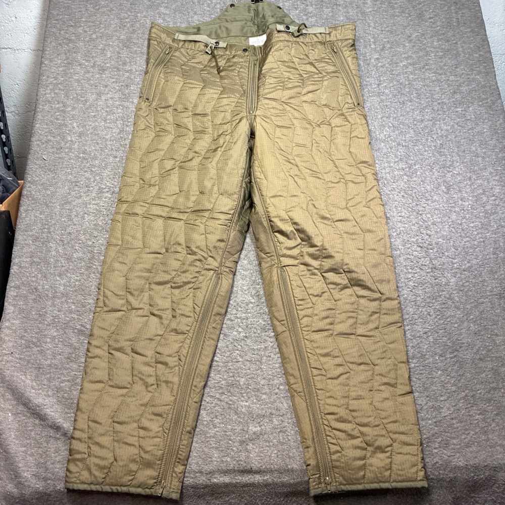 German Military Pants Insulated Mens V (56/58) Olive Green Quilted Ripstop Liner